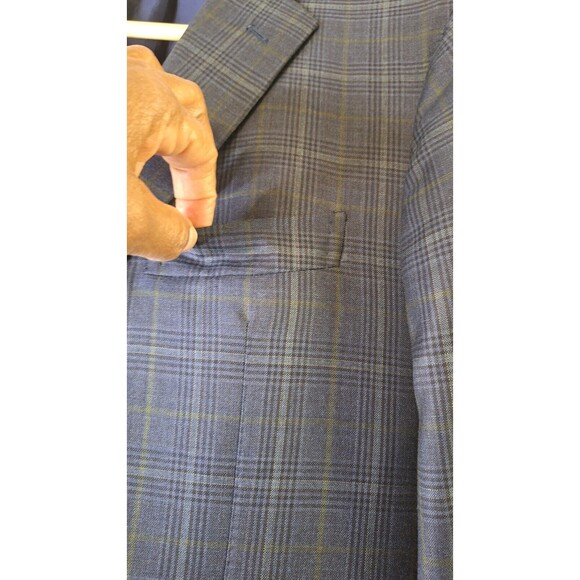 SARTORIA PARTENOPEA NAPOLI Men's 54L Sport Coat Blazer Wool Navy Check Business - Picture 9 of 16